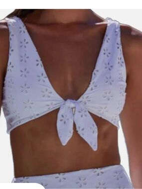 REVOLVE White Floral Eyelet Bikini Top